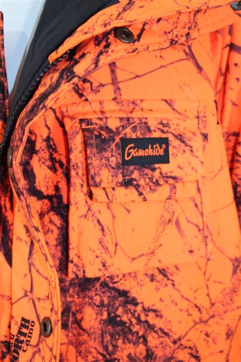 Gamehide Blaze Orange Naked North Camo Hunting Hooded Coat Parka Mens