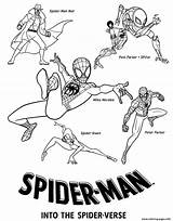 Spider Verse Coloring Man Into Pages Movie Pdf sketch template