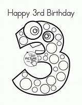 Birthday Coloring Pages Happy 3rd Number Colouring Printable Holiday Kids Card Printables Wuppsy Cards sketch template