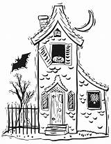 Halloween Coloring Haunted House Pages sketch template