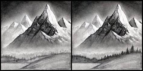 draw  realistic landscape draw realistic mountains step