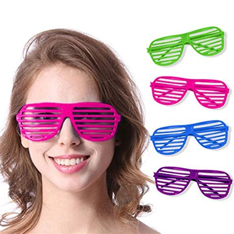 novelty place] neon color shutter glasses 80 s party slotted sunglasses