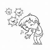Virus Dibustock Estornudando Higiene Flu Habitos Seleccionar Saludable sketch template