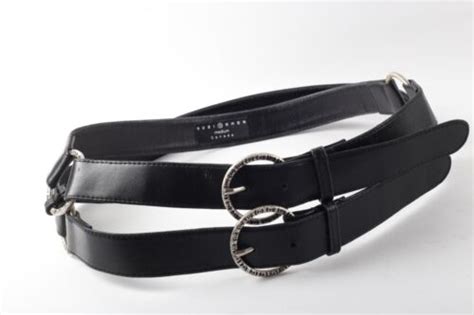 suzi roher wide black leather double belt size m ebay
