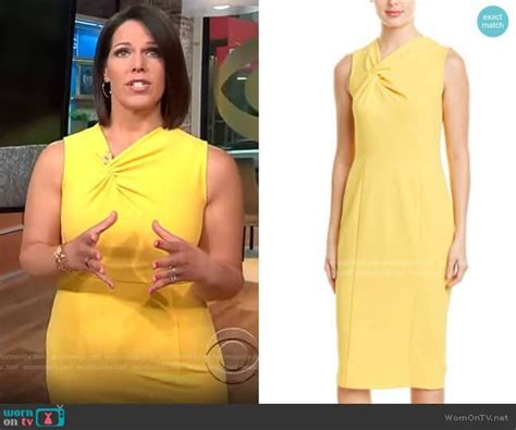 dana jacobsons yellow knotted neckline dress  cbs  morning   necklines