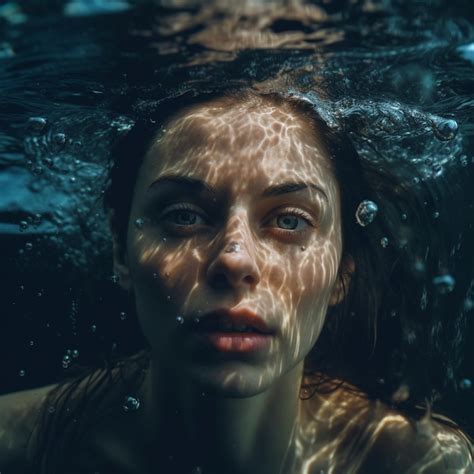 Premium Photo A Woman Swimming Under Water With The Reflection Of Her