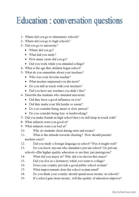 speaking questions english esl worksheets