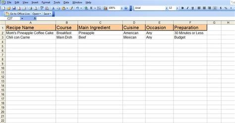 create excel recipe spreadsheet techwalla create recipe