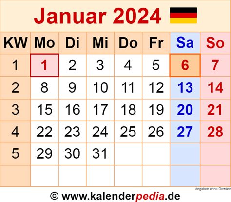 kalender januar  als  vorlagen