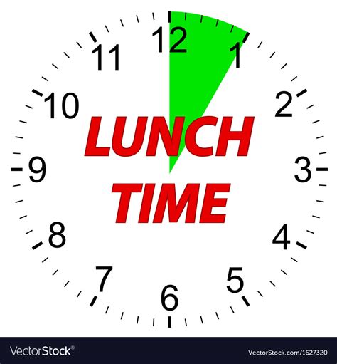 lunch time clock royalty  vector image vectorstock