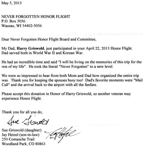 honor flight letter samples  dad
