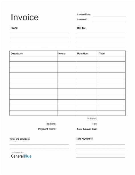 blank invoice template  word printable