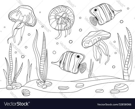 coloring pages  kids  adults tropical fish vector image