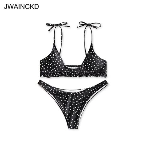 women sexy dot printed bikini set push up padded bow swimwears swimsuit