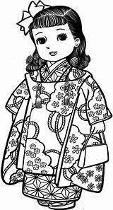 Japonesas Japonesa Japoneses Kimonos Maravilhosas Riscos Japones Desenhar Colorido Livro Bonecas Menininhas Japonaise Gueixas Choisir Gueixa Nil Colorier Caixa Luluzinha sketch template