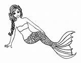 Mermaid Coloring Pages Printable Little Mermaids Color Colouring Print Outline Pretty sketch template
