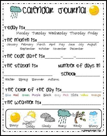 mudpies     calendar journal printables kindergarten