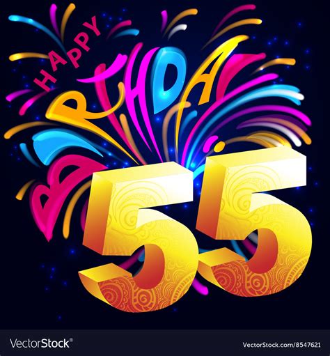 fireworks happy birthday   gold number  vector image