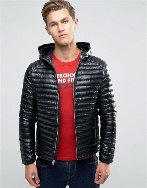 abercrombie and fitch abercrombie and fitch ultra lightweight hooded down jacket in black