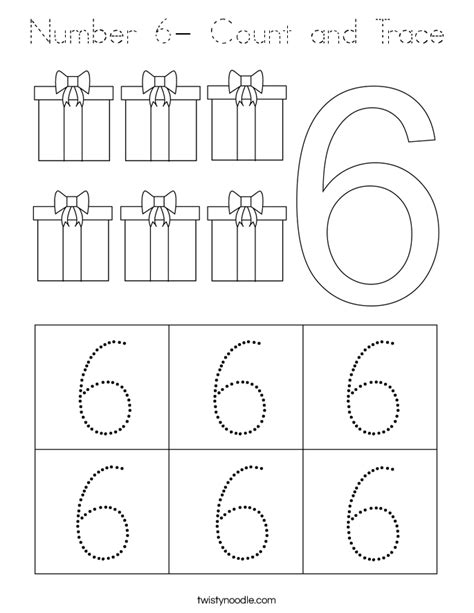 number  count  trace coloring page tracing twisty noodle