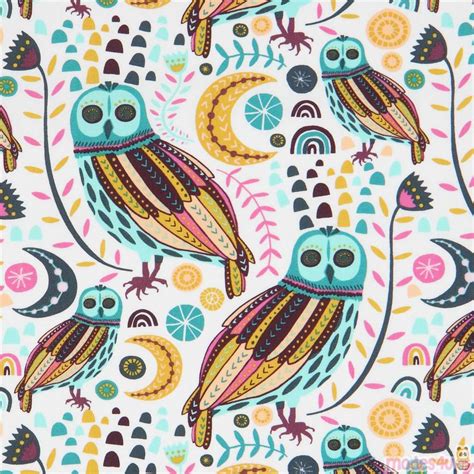 white art gallery fabrics owl pattern modesu