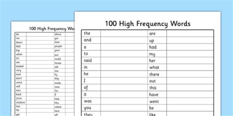 high frequency words copy writing worksheets