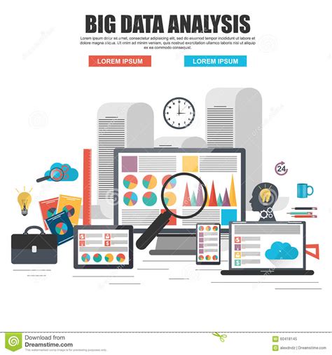 flat design concept of business big data analysis stock