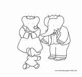 Coloring Pages Cartoon Character Babar Color Printable Sheets Kids Book Found sketch template