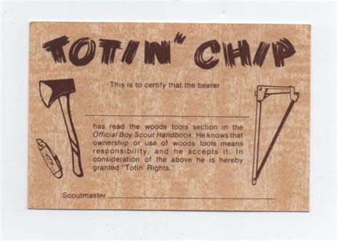 vintage totin chip certificate card issued  tan card stock