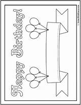 Birthday Happy Coloring Pages Banner Printable Balloons Colorwithfuzzy Color Signs Posters Ribbon Customizable Banners Cards Kids Blank Cute Drawings Print sketch template