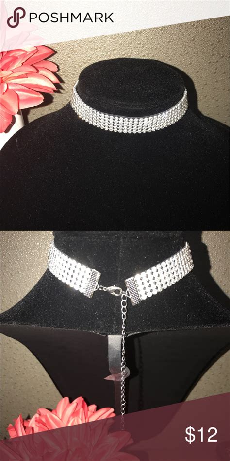 sparkly diamond 💎 like pave choker necklace nwt awesome blouse