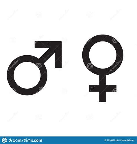 Gender Man And Woman Male And Female Black Icon Template Vector Isolate