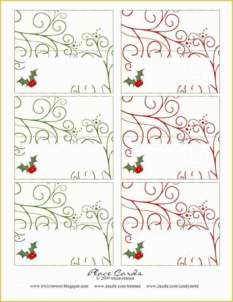 printable christmas table place cards template  place cards