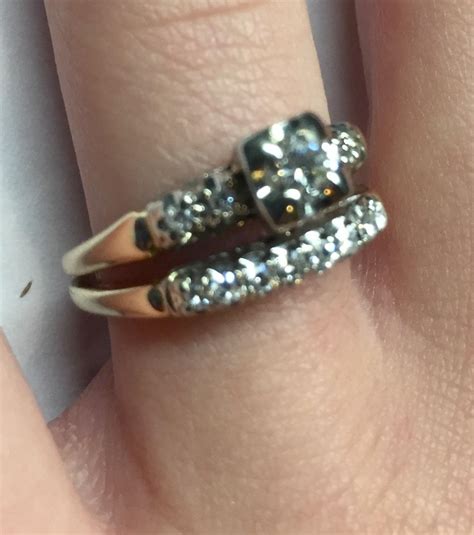 Vintage 1940 S 14 K Gold Two Tone Diamond Wedding Ring Set From