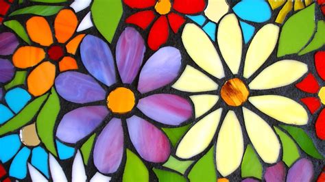 stained glass flowers hd wallpaper background image
