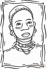 African Coloring People Pages Getdrawings sketch template