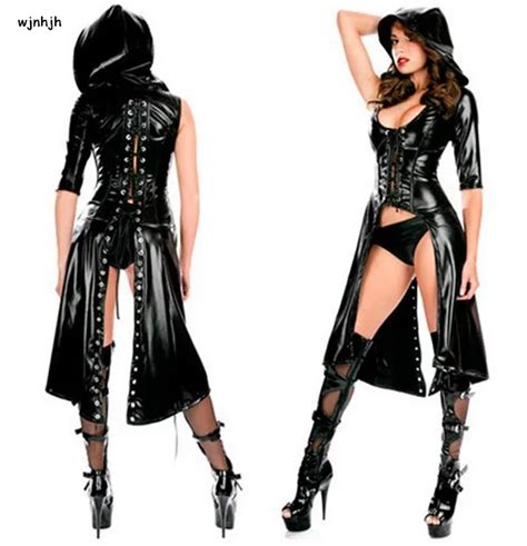 new listing sexy faux leather costume women latex stage clothing rubber