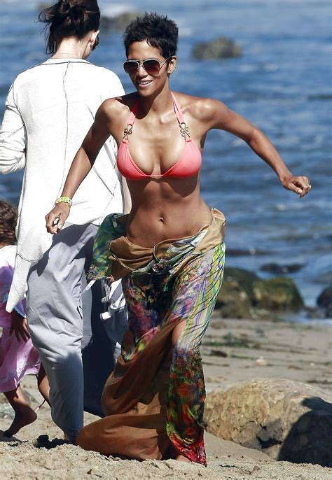 Halle Berry Wearing A Bikini Top At A Malibu Beach 41