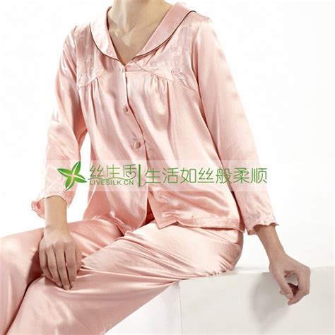 100 Mulberry Silk Twinset Sleepwear Real Silk Two Piece Long Sleeve