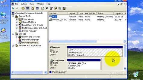 partition  drive windows xp youtube