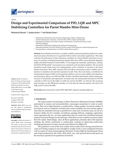 design  experimental comparison  pid lqr  mpc stabilizing controllers  parrot