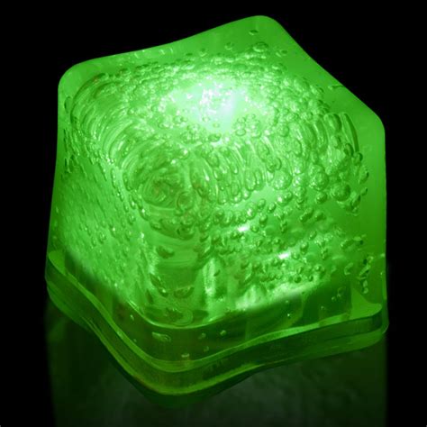 imprinted green lited ice cubes