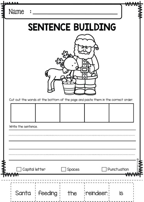 kindergarten writing sentences worksheets sentence building