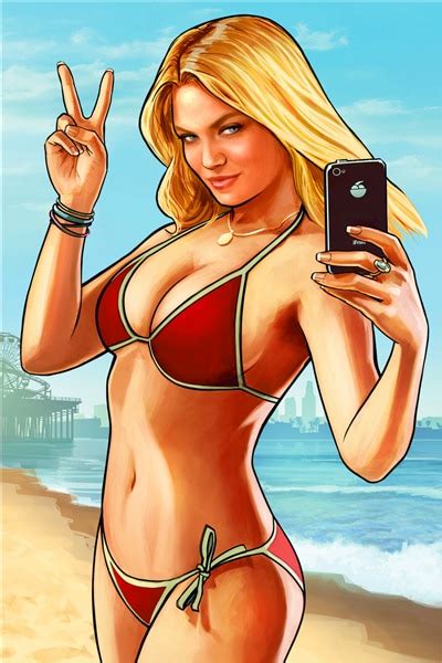 Grand Theft Auto V Poster Game Wallpaper Custom Canvas Sexy Girl Beach