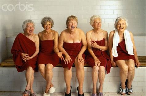 happy older women in sauna aging with attitude