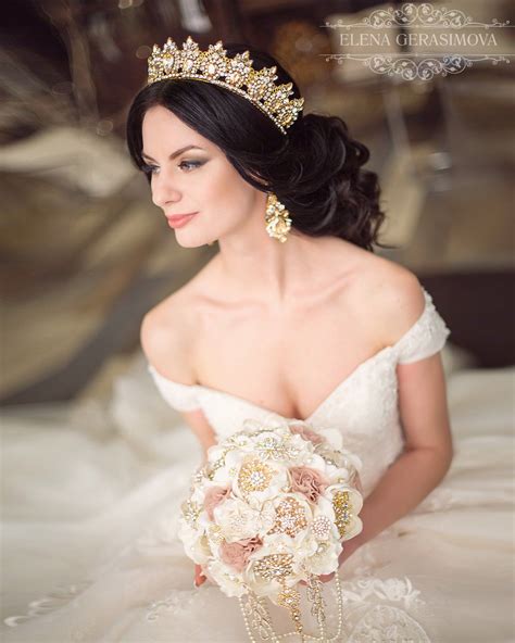 wedding crown gold crystal crown rhinestones tiara bridal headpiece