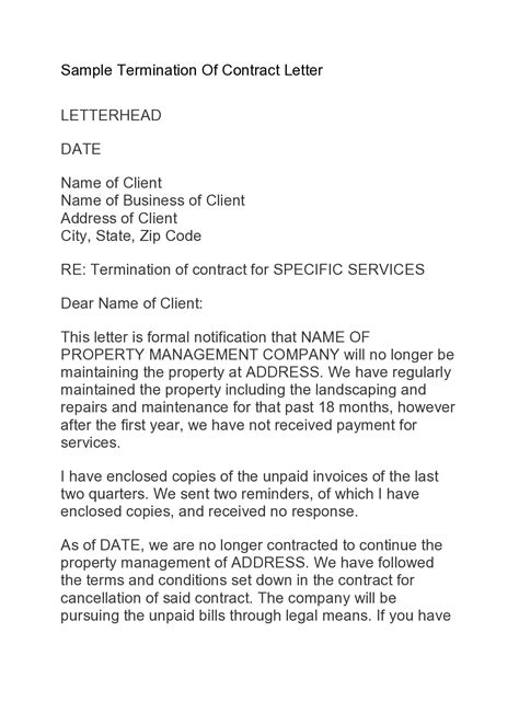 editable contract termination letters  templatearchive