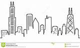 Skyline Chicago Outline Illustration Neo Coloring Vector Background sketch template
