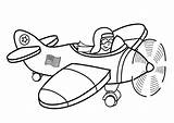 Coloring Pages Airplane Cartoon Pilot Drawing Kids Print Transportation sketch template