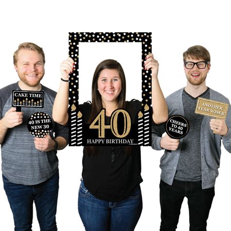 Adult 40th Birthday Gold Birthday Party Selfie Photo Booth Picture
